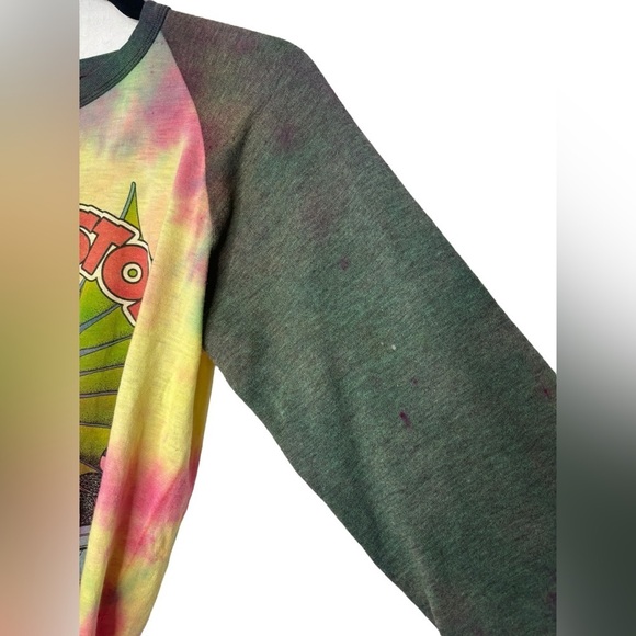 VTG Tie Dye 1981 Rolling Stones Concert Raglan Tee Thrashed Distressed Large - Picture 9 of 16